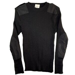 Brigade Quartermasters Woolly Pully Sweater Mens M Black 100% Wool Commando Knit